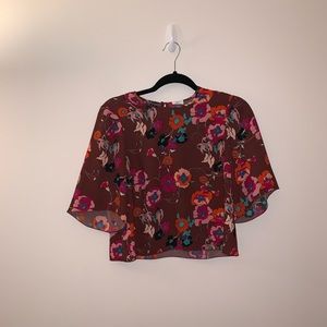 Aritzia Wilfred floral cropped blouse